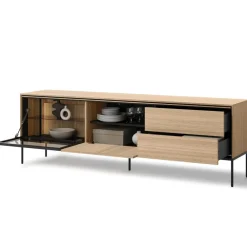 Lenart Szafki Rtv Do Salonu|Szafki Rtv*Duża szafka  RTV z witryną i szufladami VISSO VI-08 dąb linearny