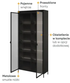 Lenart Szafki I Regały Do Biura|Witryny Do Jadalni*Duża witryna loftowa Trend TR-07 czarna