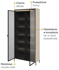 Lenart Szafki I Regały Do Biura|Witryny Do Jadalni*Duża witryna szklana   Trend TR-07 beż piaskowy