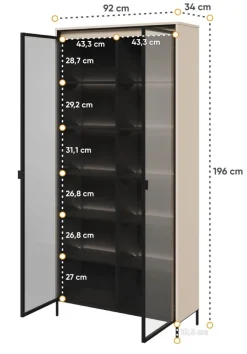 Lenart Szafki I Regały Do Biura|Witryny Do Jadalni*Duża witryna szklana   Trend TR-07 beż piaskowy