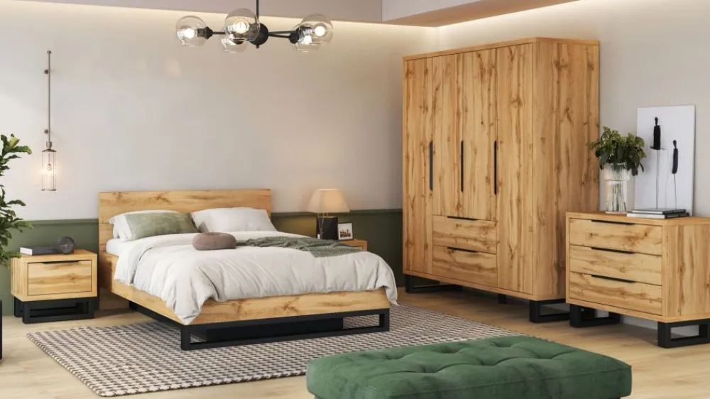 Zestawy Do Sypialni*Duży zestaw mebli do sypialni Helvetia Halle S dąb wotan