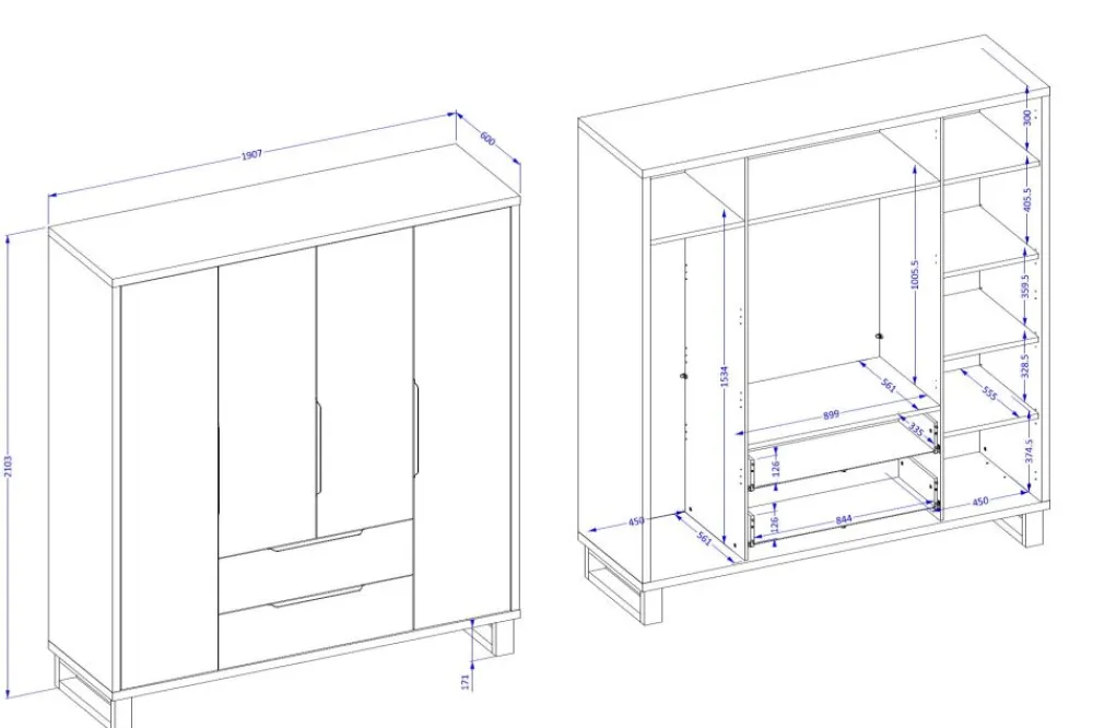 Zestawy Do Sypialni*Duży zestaw mebli do sypialni Helvetia Halle S dąb wotan