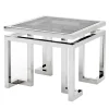 ArteHome Stoliki Kawowe I Ławy*EKSPOZYCJA Florian 55/55/65cm elegancki stoliczek pomocniczy chromowany w srebrze z dwoma szklanymi blatami