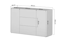 Bogart Komody Do Biura|Komody Do Przedpokoju*ELIVO KOMODA 150 2D3SZ - cashmere / dąb olejowany