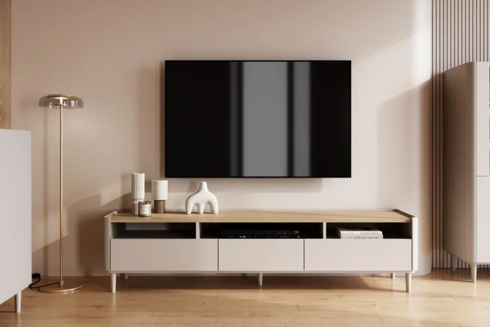 Bogart Szafki Rtv Do Salonu|Szafki Rtv*ELIVO RTV 200 1K2SZ - cashmere / dąb olejowany / nogi cashmere