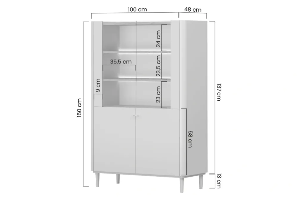 Bogart Witryny Do Jadalni|Witryny Do Salonu*ELIVO WITRYNA 100 2D - cashmere / dąb olejowany / nogi cashmere