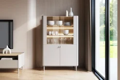 Bogart Witryny Do Jadalni|Witryny Do Salonu*ELIVO WITRYNA 100 2D - cashmere / dąb olejowany / nogi cashmere