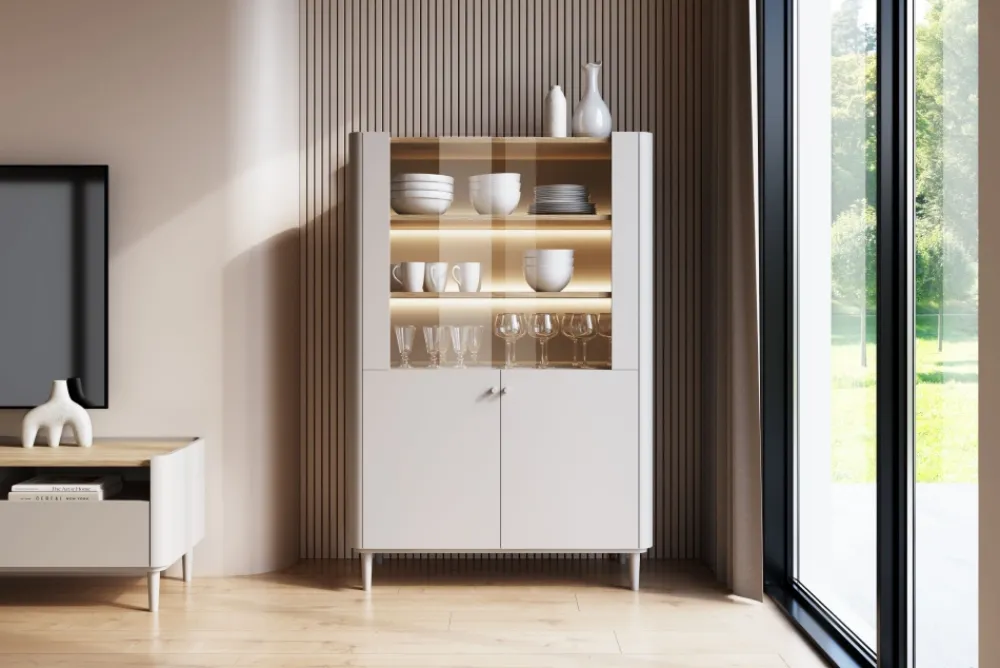 Bogart Witryny Do Jadalni|Witryny Do Salonu*ELIVO WITRYNA 100 2D - cashmere / dąb olejowany / nogi cashmere