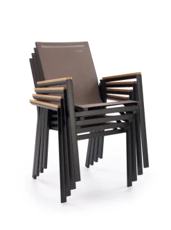 Halmar Meble Ogrodowe*FIERRO krzesło, czarny / popielaty / brązowy (1p=1szt)1 sztuka