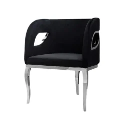 ArteHome Fotele*Fotel welurowy Morello 55/59/78cm czarny na srebrnych nóżkach