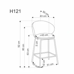 Halmar Taborety I Hokery*H121 hoker nogi - czarny, siedzisko - popielaty (1p=2szt)1 sztuka