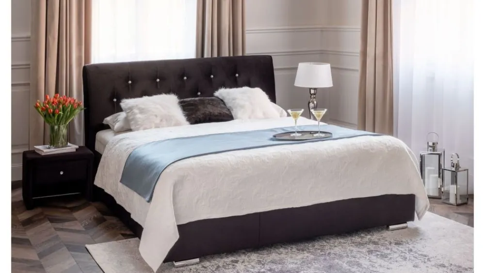 Hauss Łóżka Do Sypialni|Łóżka Tapicerowane*łóżko Amore z pojemnikiem, ozdobne kryształki