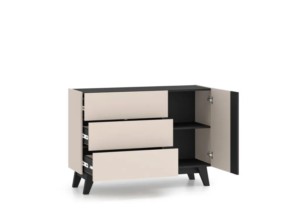 ML Meble Komody*Kaszmirowa komoda Freshion 04 cashmere/czarny - komoda 1D3S