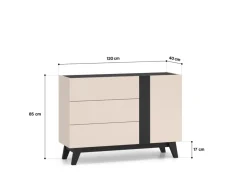 ML Meble Komody*Kaszmirowa komoda Freshion 04 cashmere/czarny - komoda 1D3S