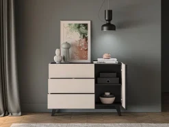 ML Meble Komody*Kaszmirowa komoda Freshion 04 cashmere/czarny - komoda 1D3S