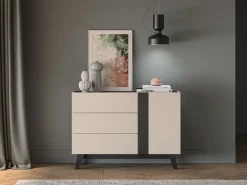 ML Meble Komody*Kaszmirowa komoda Freshion 04 cashmere/czarny - komoda 1D3S