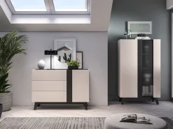 ML Meble Komody*Kaszmirowa komoda Freshion 04 cashmere/czarny - komoda 1D3S