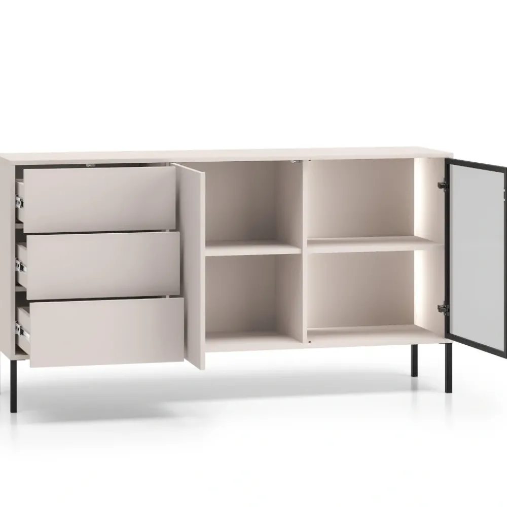 ML Meble Komody Do Biura|Komody Młodzieżowe*Kaszmirowa komoda z szufladami i witryna Barnee 02