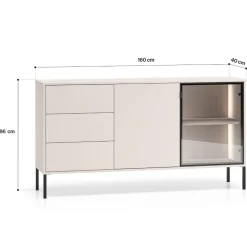 ML Meble Komody Do Biura|Komody Młodzieżowe*Kaszmirowa komoda z szufladami i witryna Barnee 02