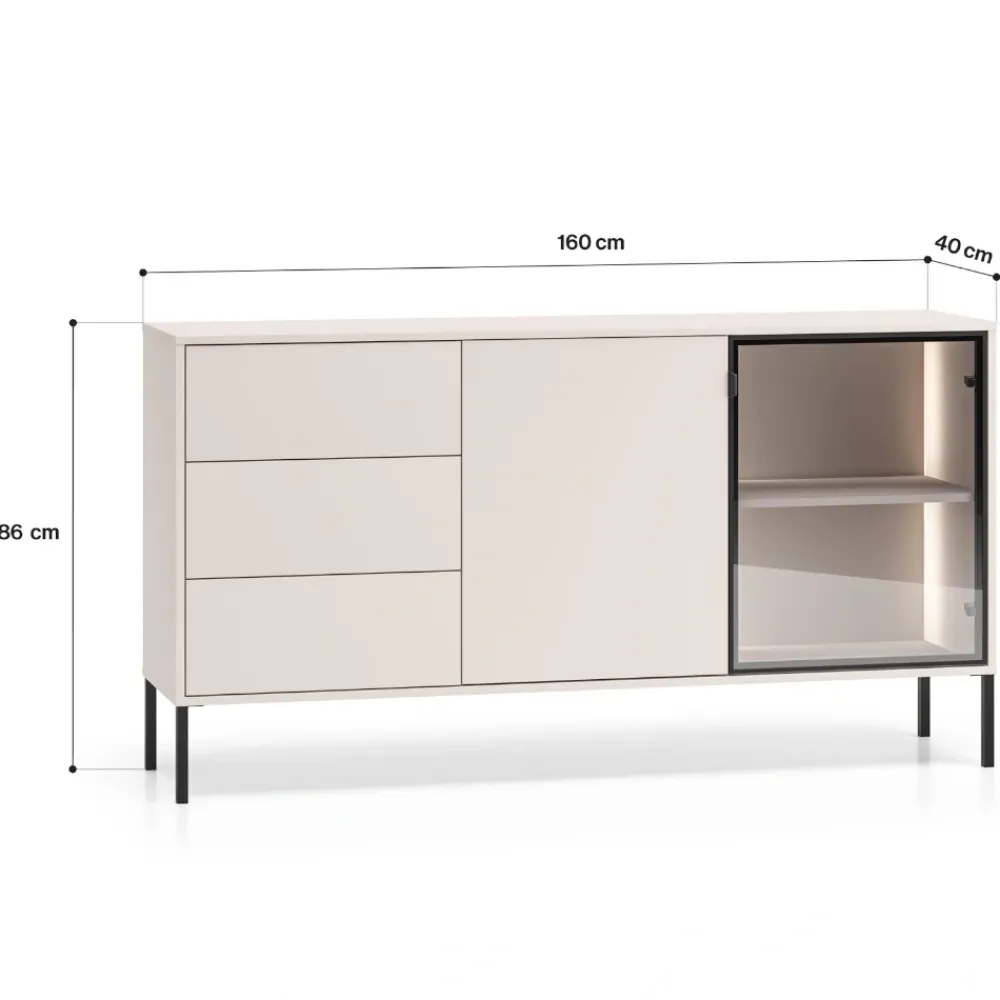 ML Meble Komody Do Biura|Komody Młodzieżowe*Kaszmirowa komoda z szufladami i witryna Barnee 02