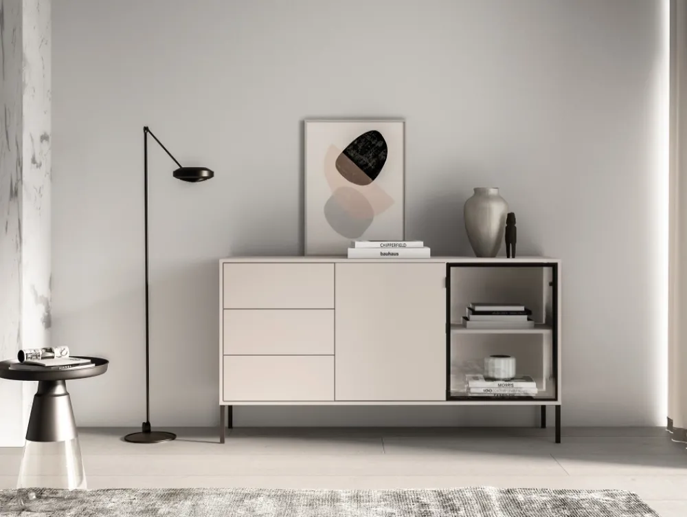 ML Meble Komody Do Biura|Komody Młodzieżowe*Kaszmirowa komoda z szufladami i witryna Barnee 02