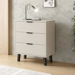 Mebelbos Komody Do Biura|Komody Do Przedpokoju*Kaszmirowa komoda z trzema szufladami 3S, ryflowane fronty BORG DUO