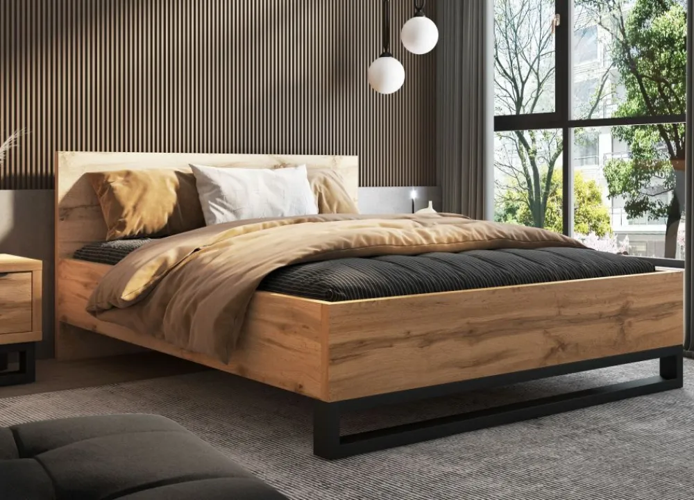 Helvetia Łóżka Do Sypialni|Łóżka Drewniane*Łóżko do sypialni 160x200 bez stelaża Halle S dąb wotan