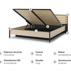 Lenart Łóżka Do Sypialni*Łóżko sypialniane szerokie 180 ENNA EN-02 beż piaskowy