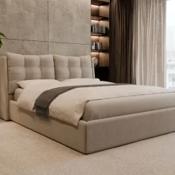 Hauss Łóżka Do Sypialni|Łóżka Tapicerowane*Łóżko tapicerowane 160x200 z poduchami Novio beżowe Sole 05