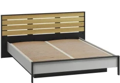 Lenart Łóżka Do Sypialni|Łóżka Drewniane*Łóżko 180x200 z pojemnikiem i oświetleniem Gris GS-02