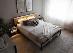 Lenart Łóżka Do Sypialni|Łóżka Drewniane*Łóżko 180x200 z pojemnikiem i oświetleniem Gris GS-02