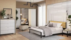 Lenart Łóżka Do Sypialni|Łóżka Drewniane*Łóżko 180x200 z pojemnikiem i oświetleniem Gris GS-02