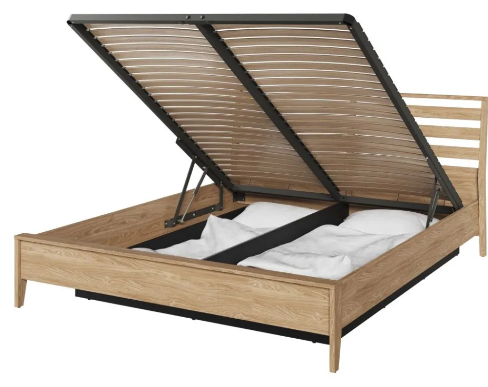 Lenart Łóżka Drewniane*Łóżko 180x200 z pojemnikiem na pościel Cozy CZ-02(180) dąb olejowany