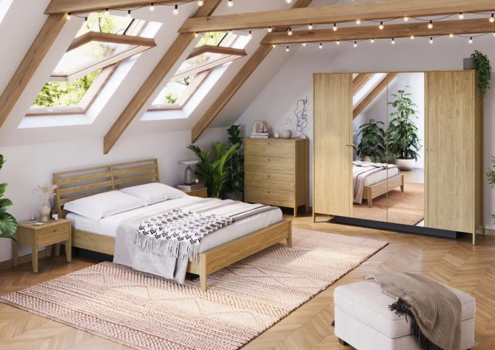 Lenart Łóżka Drewniane*Łóżko 180x200 z pojemnikiem na pościel Cozy CZ-02(180) dąb olejowany