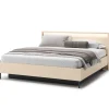 Lenart Łóżka Do Sypialni*Łóżko z lamelami i oświetleniem do sypialni 180x200 TREND TS-03(180) Beż piaskowy + czarny