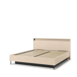 Lenart Łóżka Do Sypialni*Łóżko z lamelami i oświetleniem do sypialni 180x200 TREND TS-03(180) Beż piaskowy + czarny