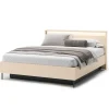 Lenart Łóżka Do Sypialni*Łóżko z oświetleniem i pojemnikiem do sypialni 160x200 TREND TS-03(160) Beż piaskowy + czarny