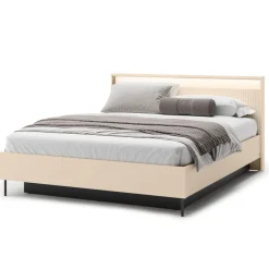 Lenart Łóżka Do Sypialni*Łóżko z oświetleniem i pojemnikiem do sypialni 160x200 TREND TS-03(160) Beż piaskowy + czarny