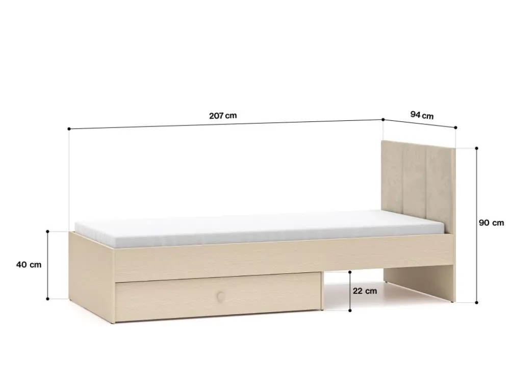 Dzieci ML Meble Łóżka Młodzieżowe|Łóżka Do Pokoju Dziecięcego*Łóżko z tapicerowanym zagłówkiem Mevel 08