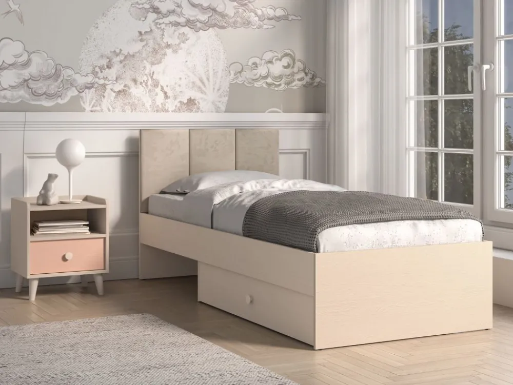 Dzieci ML Meble Łóżka Młodzieżowe|Łóżka Do Pokoju Dziecięcego*Łóżko z tapicerowanym zagłówkiem Mevel 08