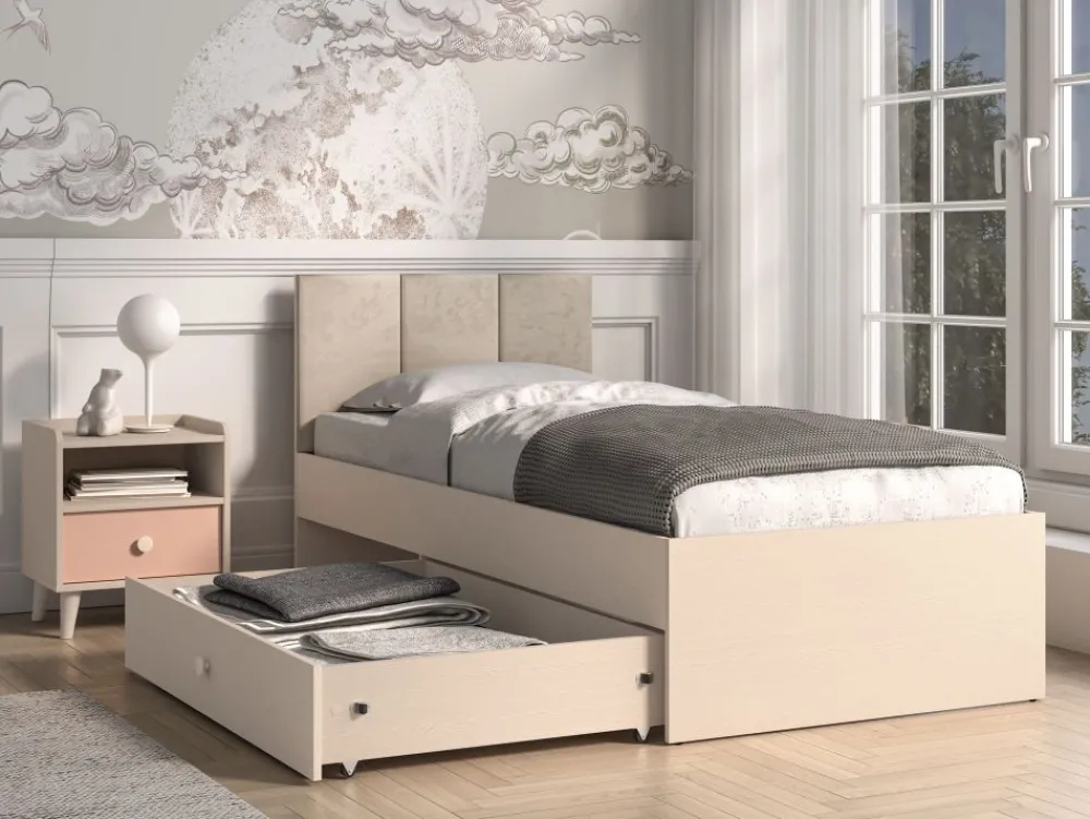 Dzieci ML Meble Łóżka Młodzieżowe|Łóżka Do Pokoju Dziecięcego*Łóżko z tapicerowanym zagłówkiem Mevel 08