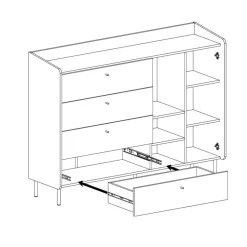 Meblar Komody Do Przedpokoju|Komody Młodzieżowe*Komoda 125 cm z szafką i szufladami do pokoju Alessio AE8 eukaliptus