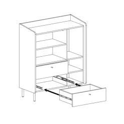 Meblar Komody Do Przedpokoju|Komody Młodzieżowe*Komoda 95 cm z szufladami i szafką do pokoju Alessio AE9 beż piaskowy