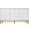 ArteHome Komody*Komoda biała Violino glamour ze złoceniami i blatem ze spieku