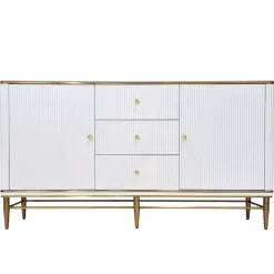 ArteHome Komody*Komoda biała Violino glamour ze złoceniami i blatem ze spieku