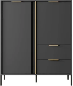 Laski Meble Komody Do Przedpokoju|Komody Do Jadalni*Komoda do salonu antracyt złoto Lars 2d2s
