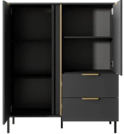 Laski Meble Komody Do Przedpokoju|Komody Do Jadalni*Komoda do salonu antracyt złoto Lars 2d2s