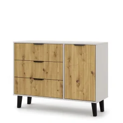 Mebelbos Komody Do Biura|Komody Do Przedpokoju*Komoda 3D1S kazmir i dąb artisan, ruflowane fronty BORG DUO