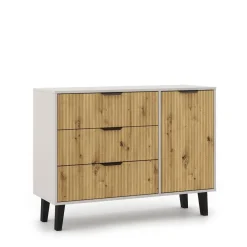 Mebelbos Komody Do Biura|Komody Do Przedpokoju*Komoda 3D1S kazmir i dąb artisan, ruflowane fronty BORG DUO