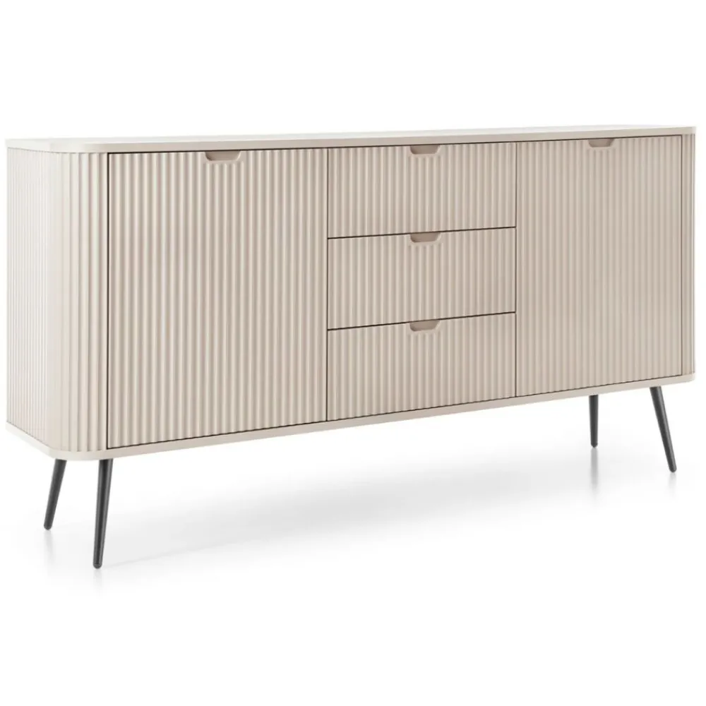 Piaski Komody Do Jadalni|Komody Do Salonu*Komoda dwudrzwiowa z trzema szufladami lamelowymi frontami Zova kaszmirowa